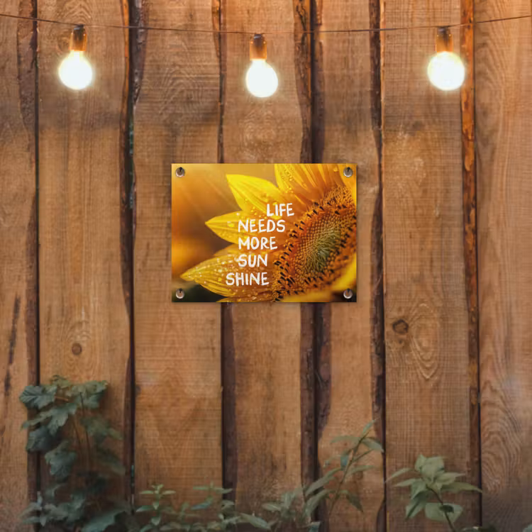 Zonnebloem - Close up - Geel - Quote tuinposter los doek klein -sfeer1