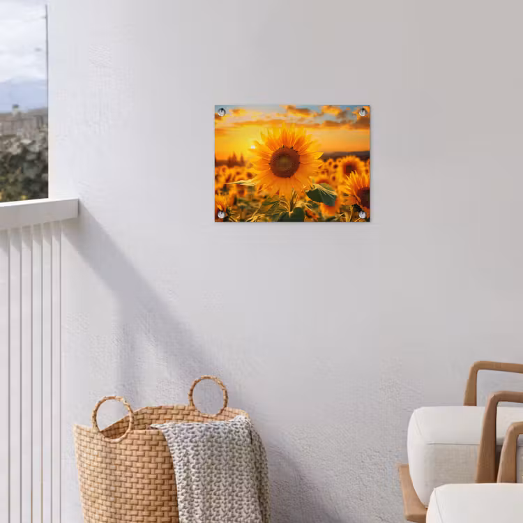 Zonnebloem in de avondzon tuinposter los doek klein -sfeer8