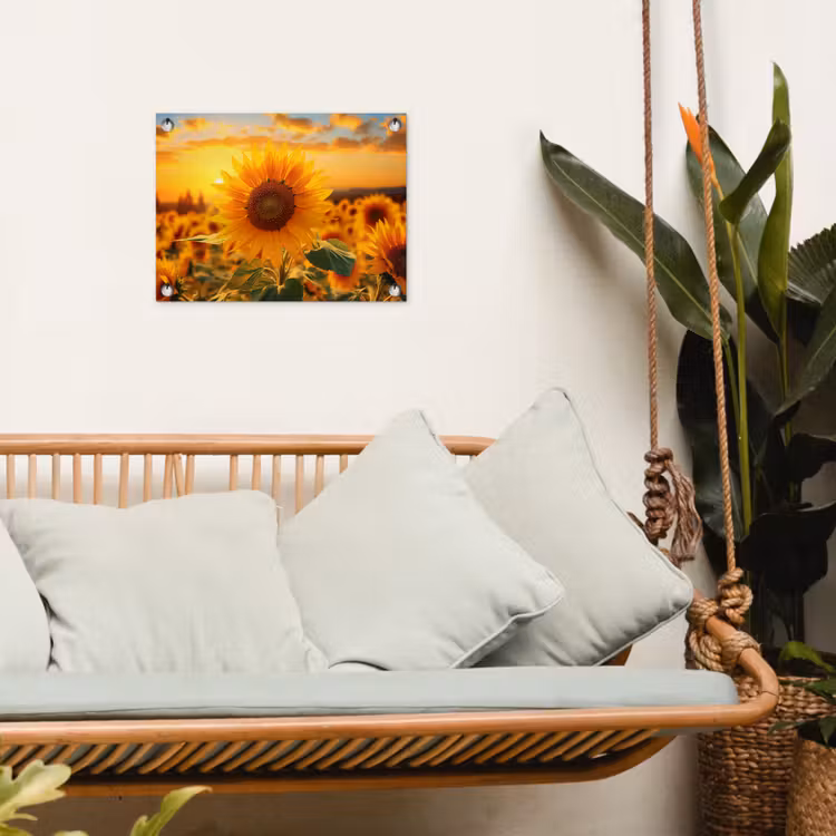 Zonnebloem in de avondzon tuinposter los doek klein -sfeer7