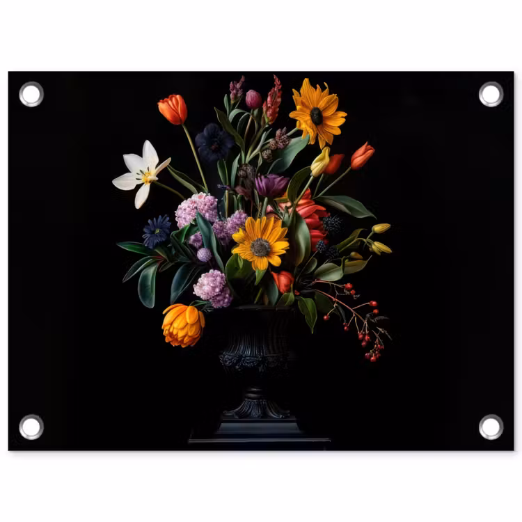 Zonnebloemen - Boeket - Kleurrijk tuinposter los doek klein -3d