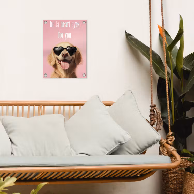 Zonnebril - Hartjes - Hond - Valentijn tuinposter los doek klein -sfeer7