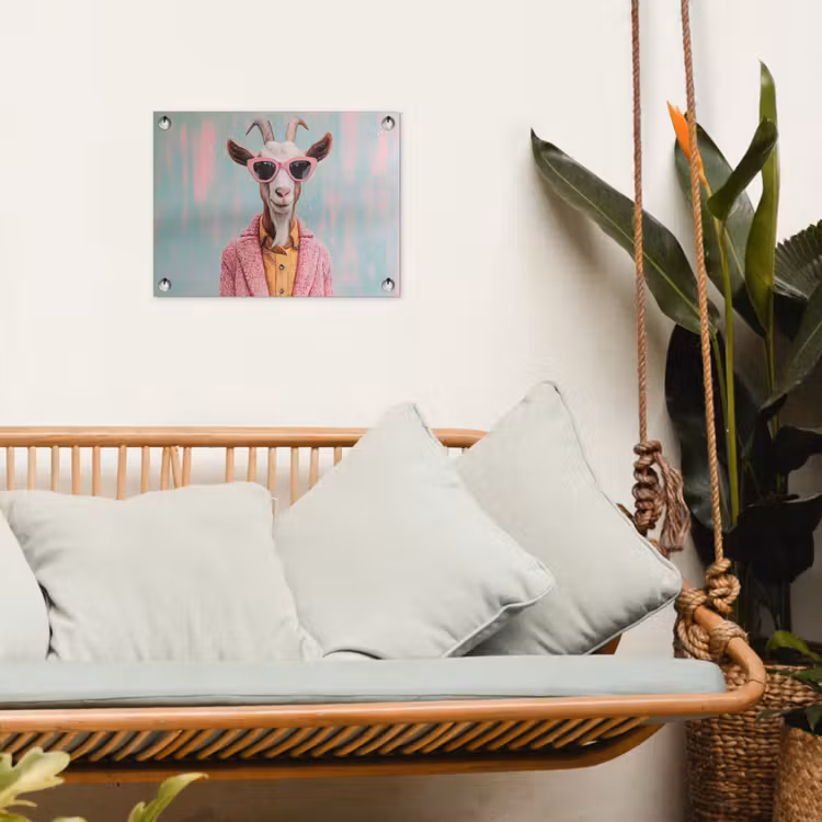 Zonnebril - Roze - Geit - Horen tuinposter los doek klein -sfeer7