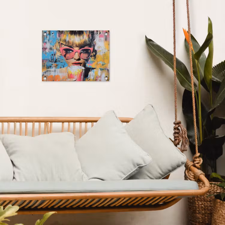 Zonnebril - Vrouw - Kleurrijk - Verfspetters tuinposter los doek klein -sfeer7