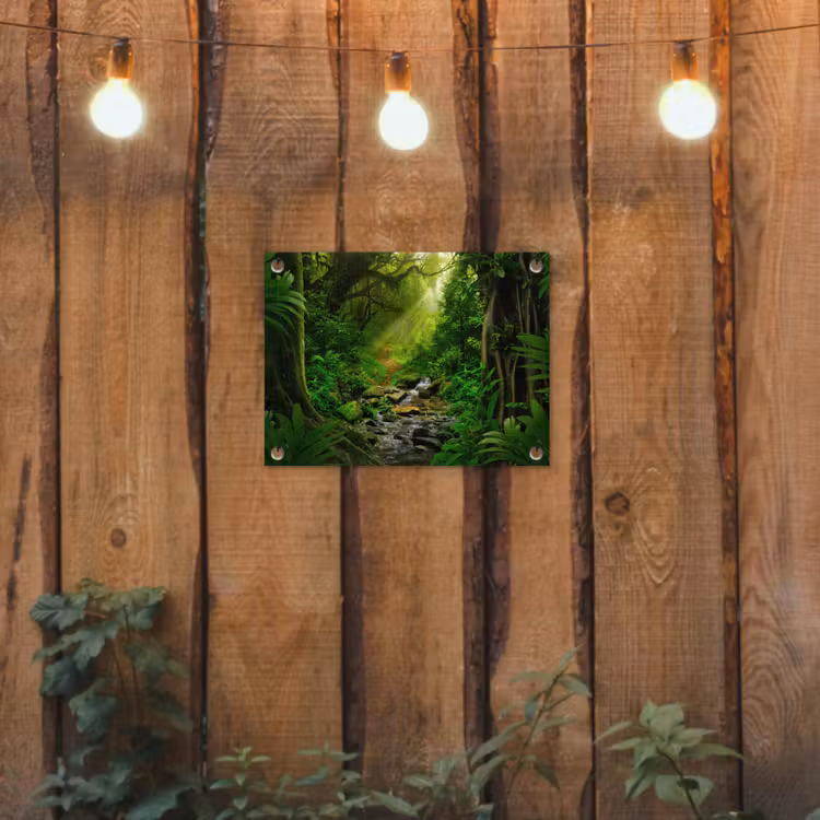 Zonnige Stralen in het Regenwoud tuinposter los doek klein -sfeer1