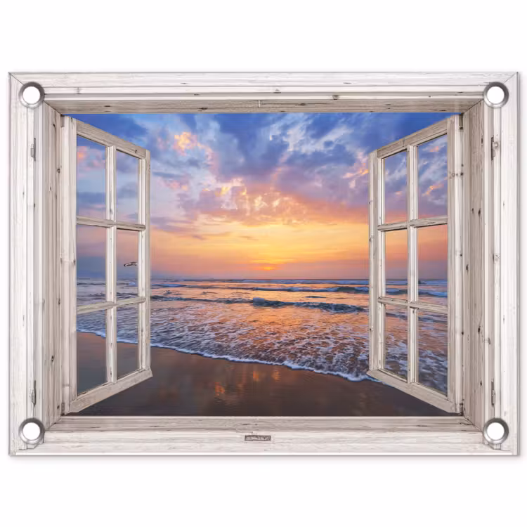 Zonsondergang aan zee tuinposter los doek klein -3d
