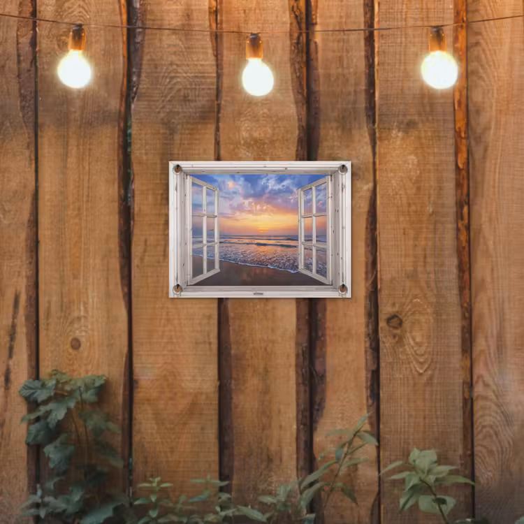 Zonsondergang aan zee tuinposter los doek klein -sfeer1