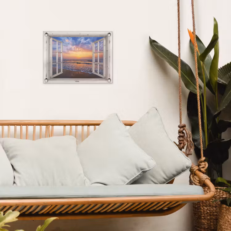 Zonsondergang aan zee tuinposter los doek klein -sfeer7