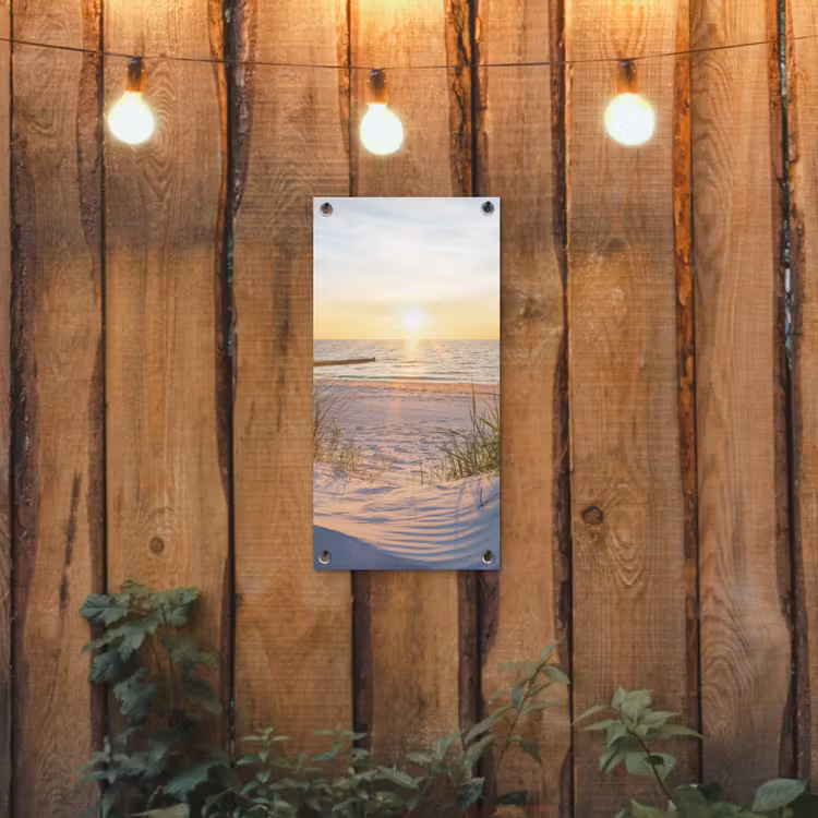 Zonsondergang op het Strand tuinposter los doek klein -sfeer1