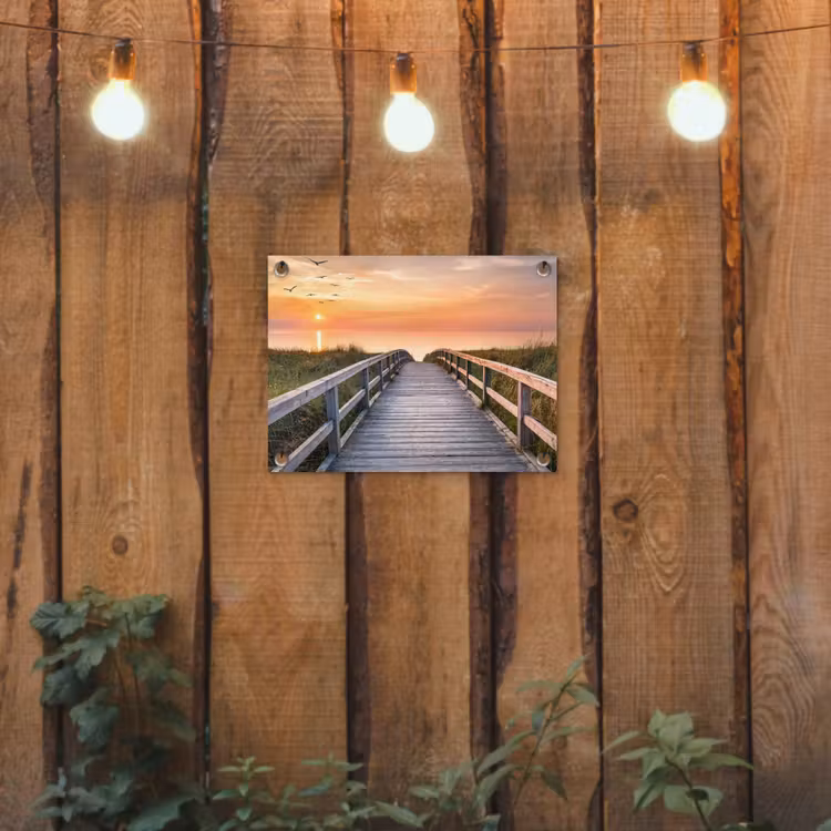 Zonsonderang - Zee - Pad - Gras - Duin - Vogels tuinposter los doek klein -sfeer1