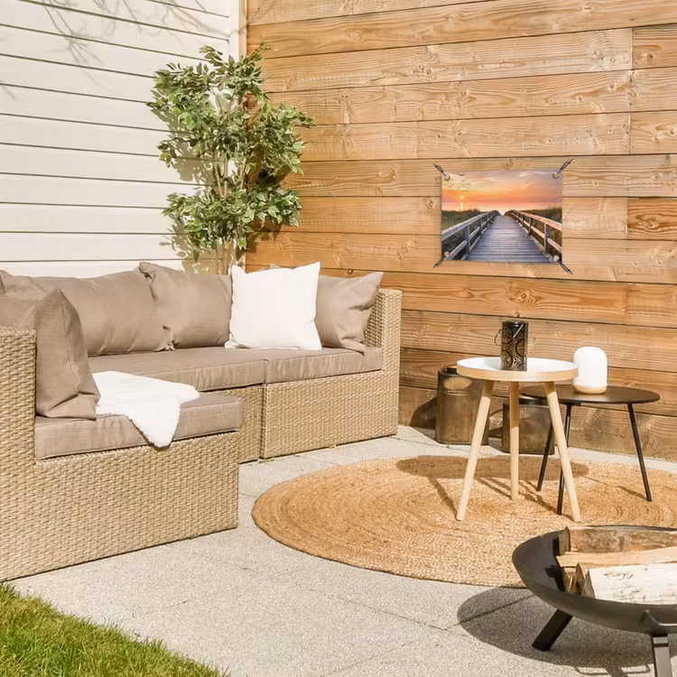 Zonsonderang - Zee - Pad - Gras - Duin - Vogels tuinposter los doek klein -sfeer4