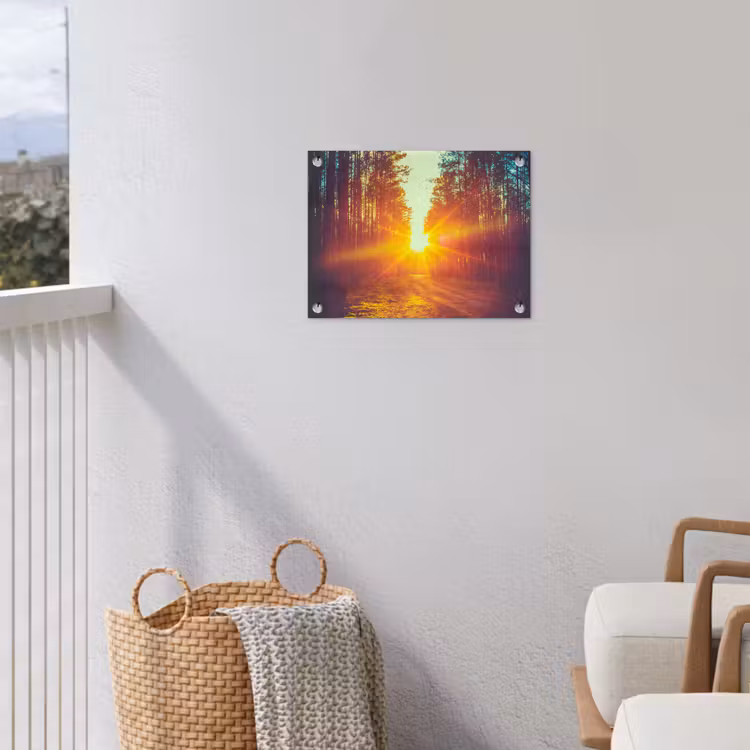 Zonsondergang - Bomen - Bos - Natuur tuinposter los doek klein -sfeer8