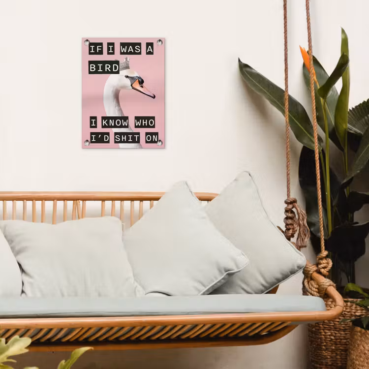 Zwaan - Vogel - Decoratie - Roze tuinposter los doek klein -sfeer7