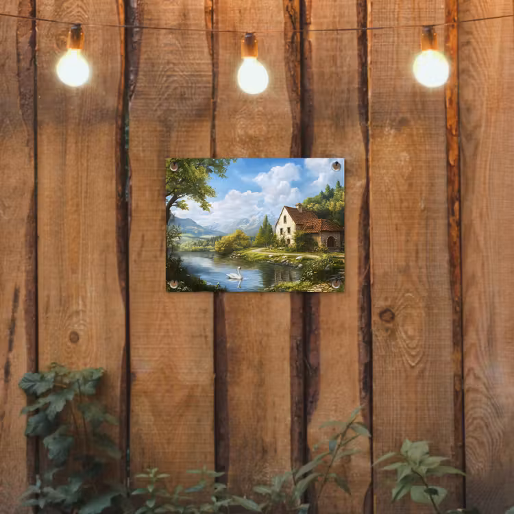 Zwaan - Bomen - Rust tuinposter los doek klein -sfeer1