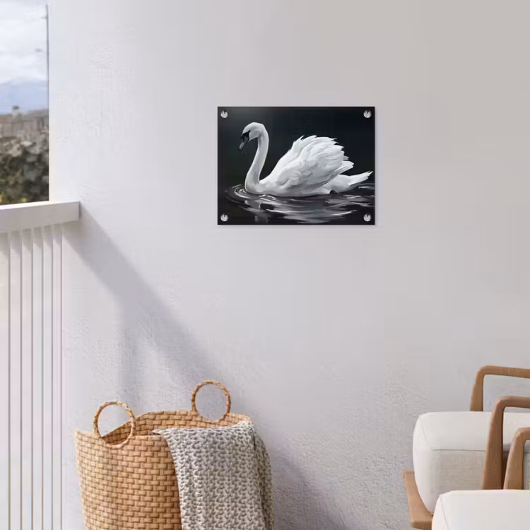 Zwaan - Water - Natuur - Realistisch - Wit tuinposter los doek klein -sfeer8