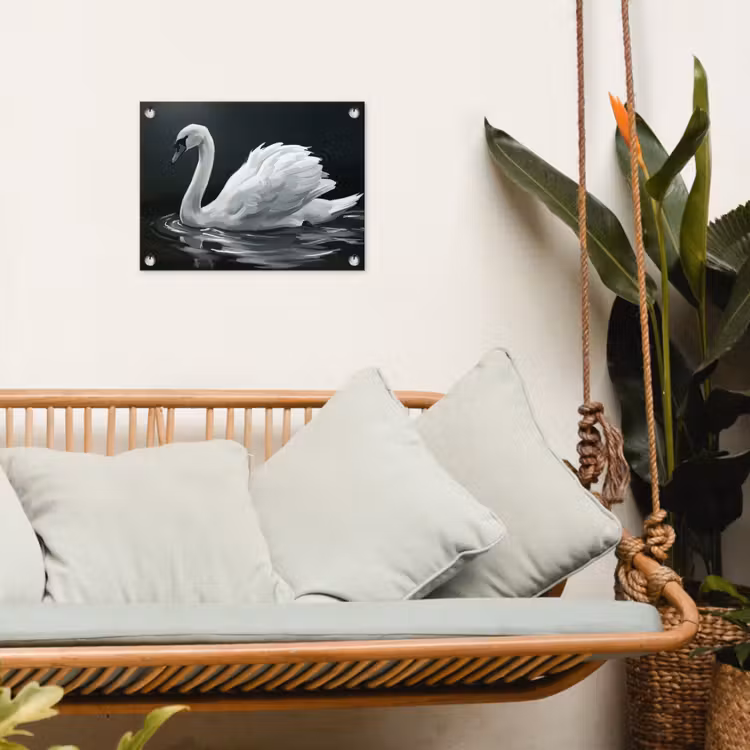 Zwaan - Water - Natuur - Realistisch - Wit tuinposter los doek klein -sfeer7