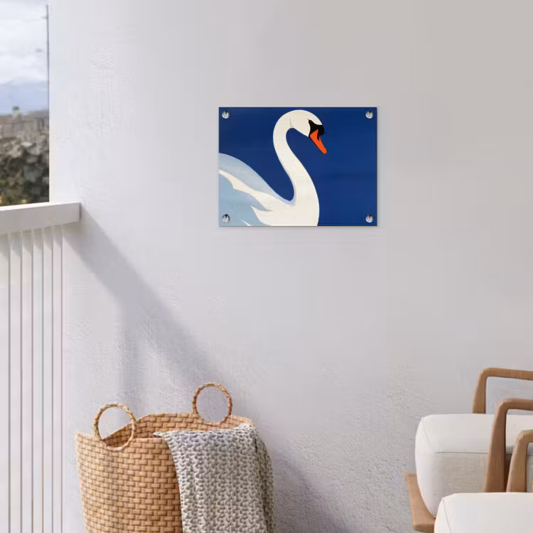 Zwaan - Wit - Snavel - Illustratie tuinposter los doek klein -sfeer8