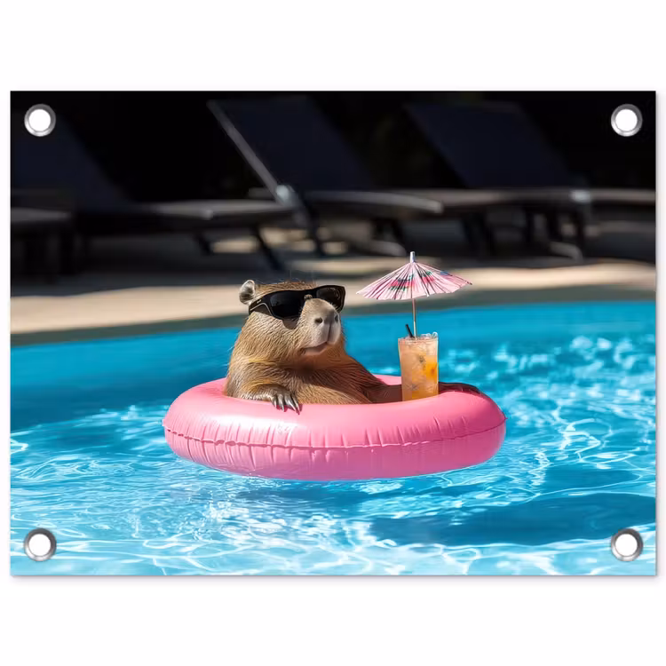 Zwemband - Capibara - Zonnebril - Water tuinposter los doek klein -3d