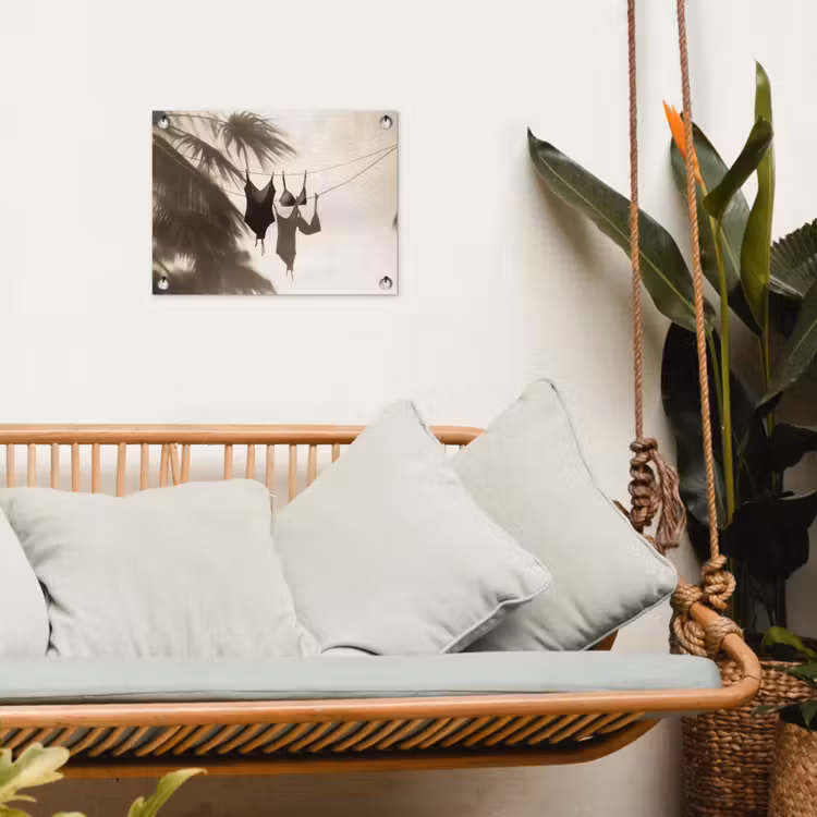 Badkleding - Palmbomen - Schaduw - Tropisch tuinposter los doek klein -sfeer7