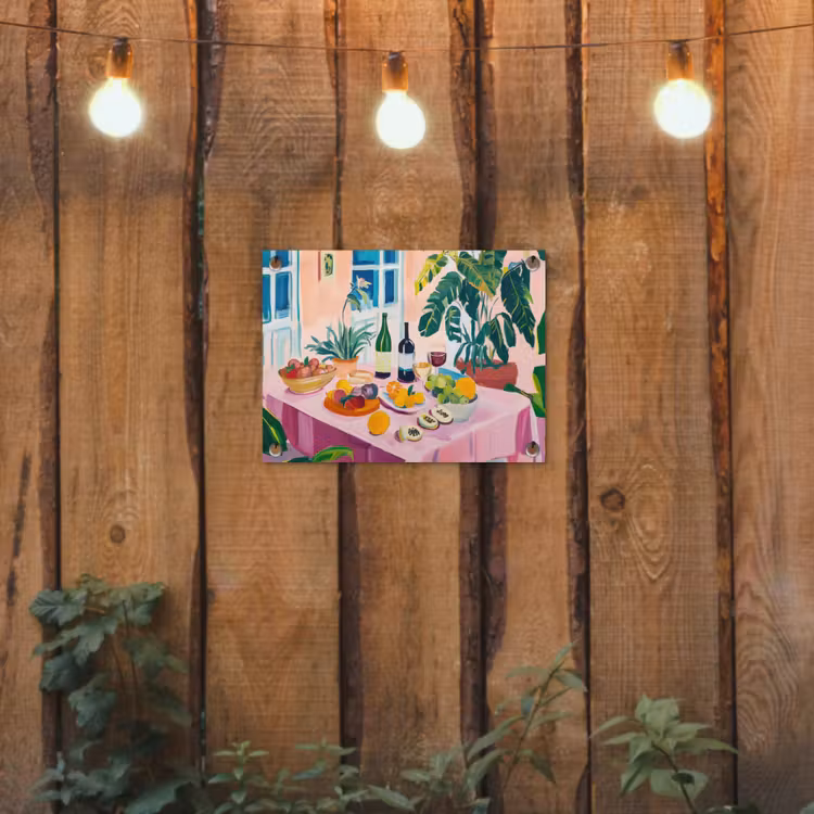 Tafel - Wijn - Fruit tuinposter los doek klein -sfeer1