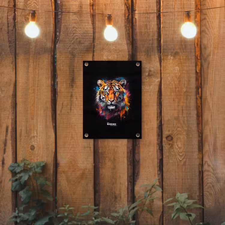Tijger als street art kunstwerk tuinposter los doek klein -sfeer1