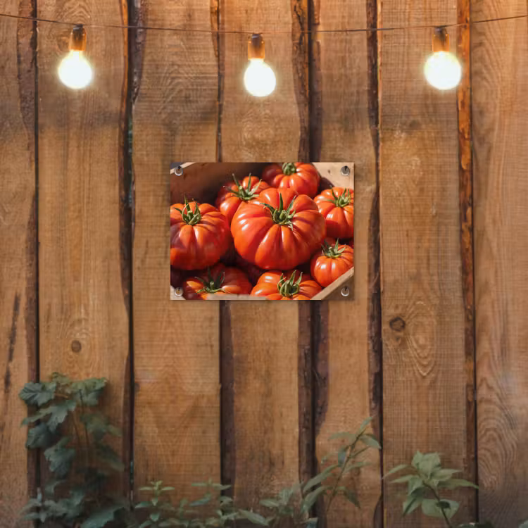 Garden Poster - Tomato - Wooden - Crate - Tomaat - Houten - Kist tuinposter los doek klein