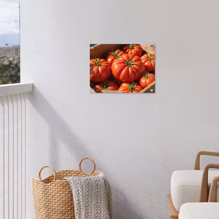 Garden Poster - Tomato - Wooden - Crate - Tomaat - Houten - Kist tuinposter los doek klein