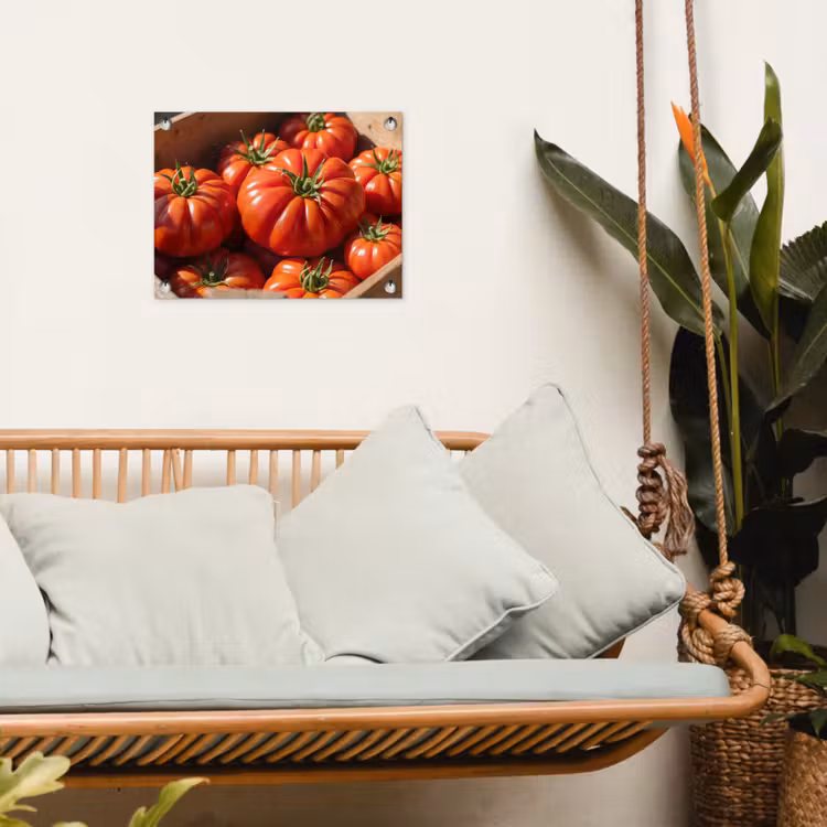 Garden Poster - Tomato - Wooden - Crate - Tomaat - Houten - Kist tuinposter los doek klein