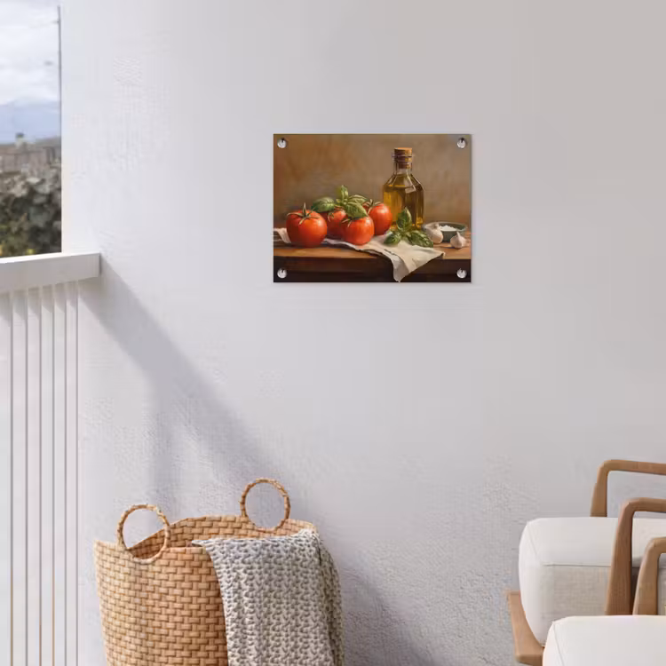 Tomaten - Olijfolie - Stilleven tuinposter los doek klein -sfeer8