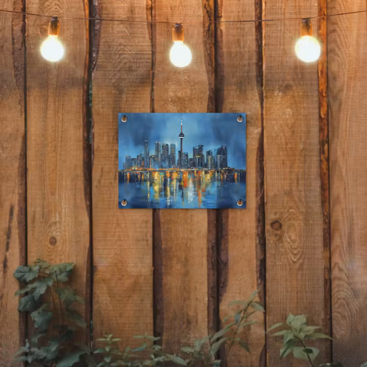 Skyline Toronto - Water - Stadslichten - Toren tuinposter los doek klein -sfeer1