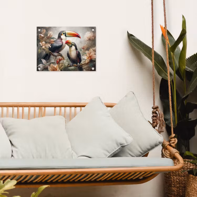 Toekan - Vogels - Bloemen - Jungle tuinposter los doek klein -sfeer7