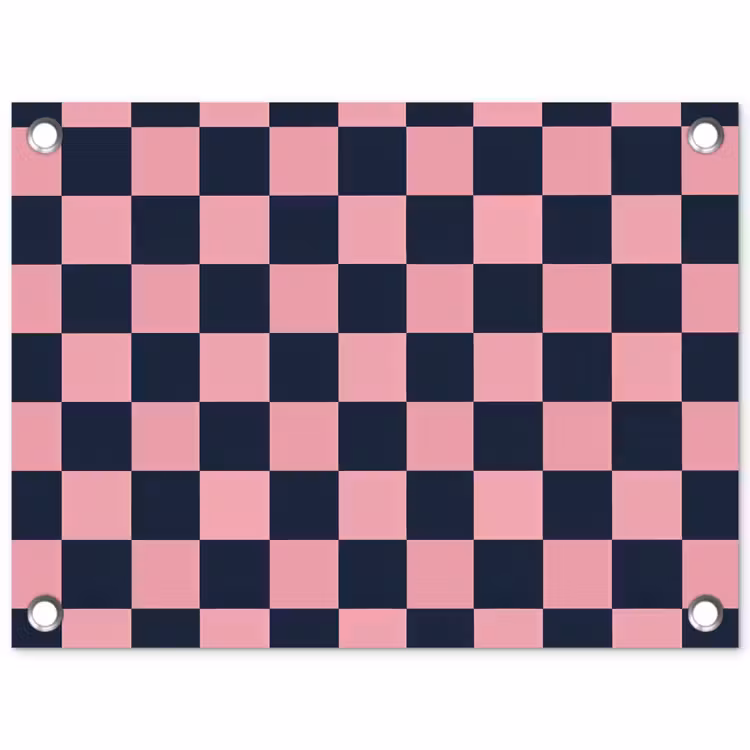 Traditioneel - Patroon - Blauw - Roze tuinposter los doek klein 239 -3d