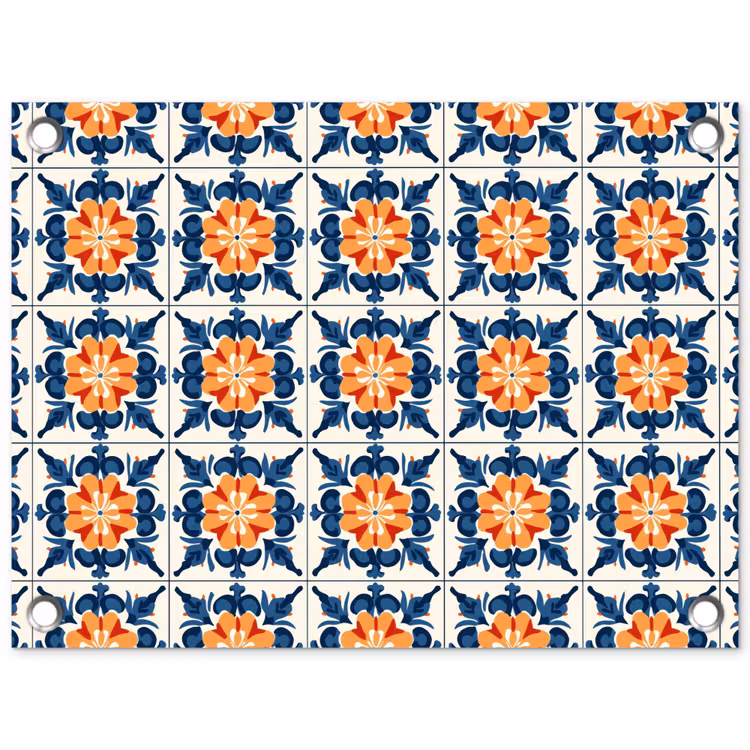 Traditioneel - Tegel - Oranje tuinposter los doek klein 239 -3d