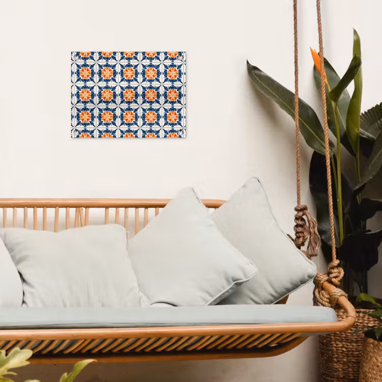 Traditioneel - Tegel - Oranje tuinposter los doek klein 239 -sfeer7