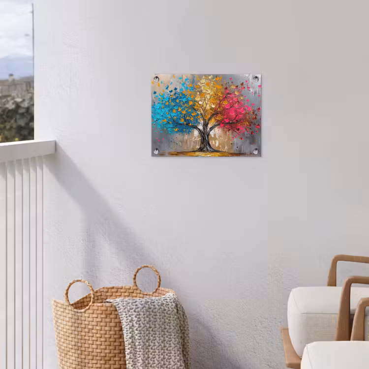 Boom - Kleurrijk - Grijs - Modern tuinposter los doek klein -sfeer8