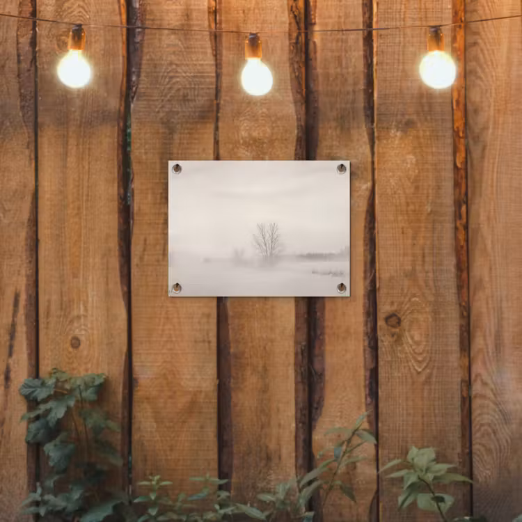 Boom - Mist - Sneeuw - Winter - Minimalistisch tuinposter los doek klein -sfeer1