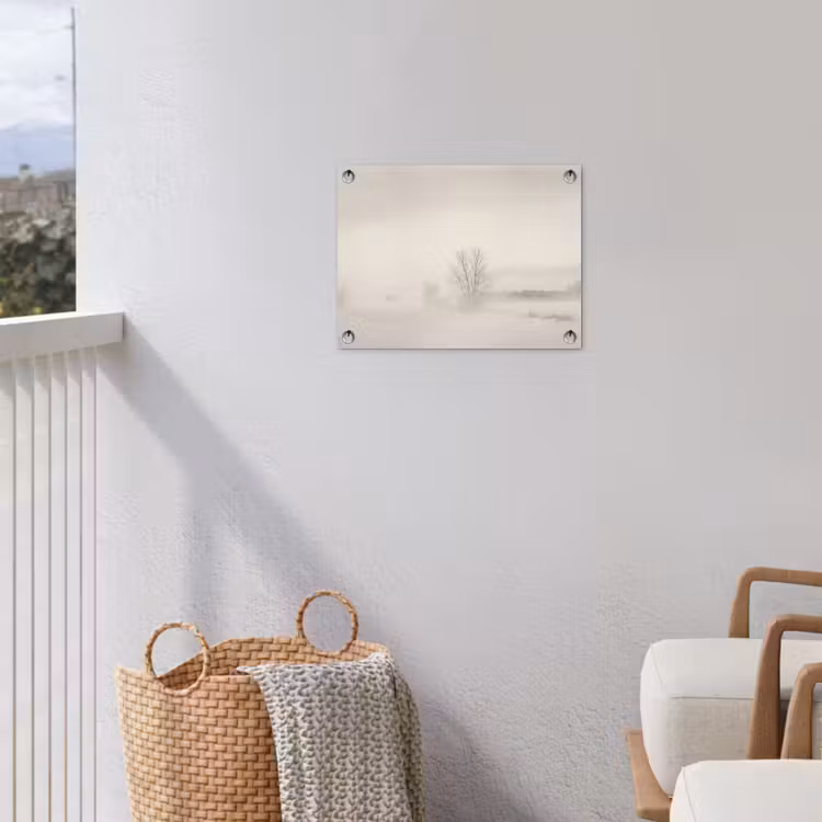 Boom - Mist - Sneeuw - Winter - Minimalistisch tuinposter los doek klein -sfeer8