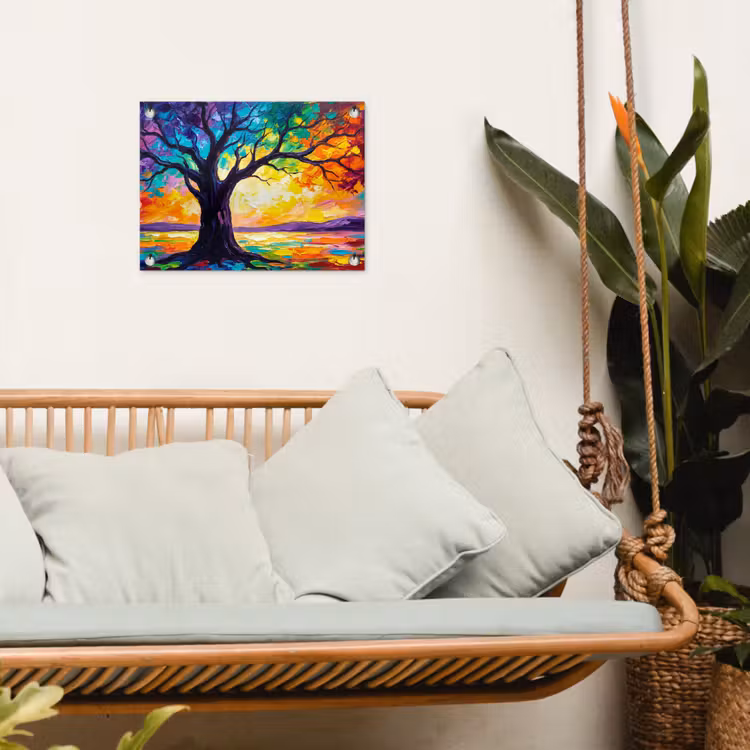 Boom - Landschap - Natuur - Abstract - Kleurrijk tuinposter los doek klein -sfeer7