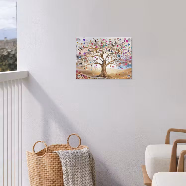 Levensboom - Goud - Kleurrijk - Abstract - Aesthetic tuinposter los doek klein -sfeer8