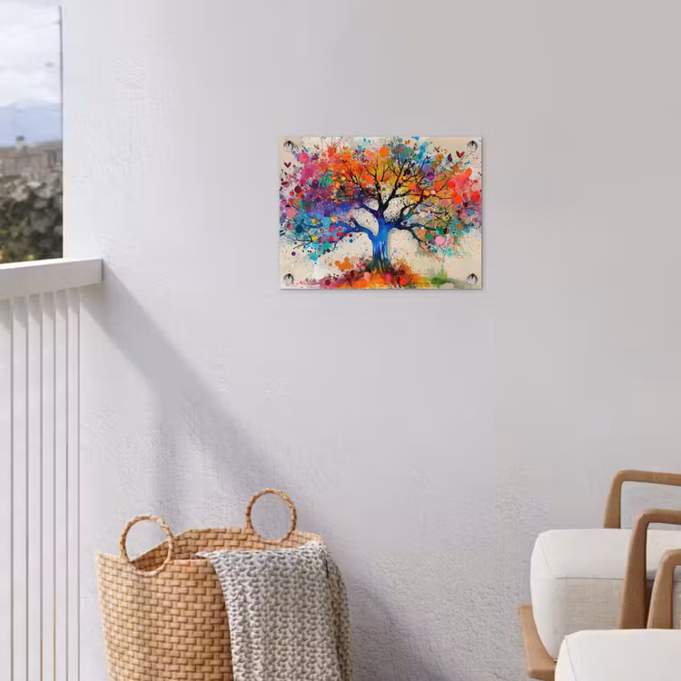 Levensboom - Natuur - Kleurrijk - Boom tuinposter los doek klein -sfeer8