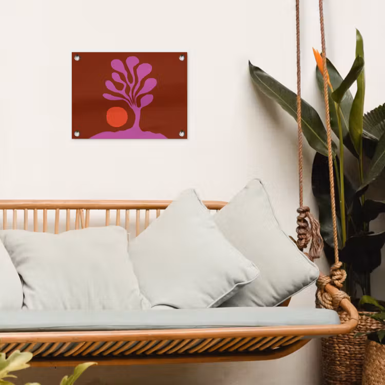 Boom - Paars - Cirkel - Vloeiend tuinposter los doek klein -sfeer7