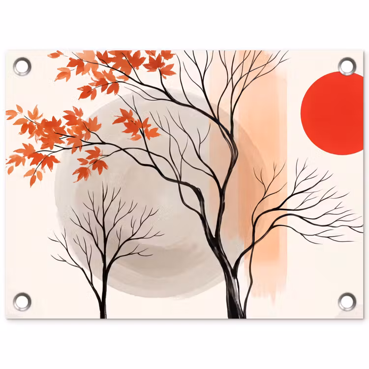 Garden Poster - Tree - Red - Abstract - Boom - Rood - Abstract tuinposter los doek klein