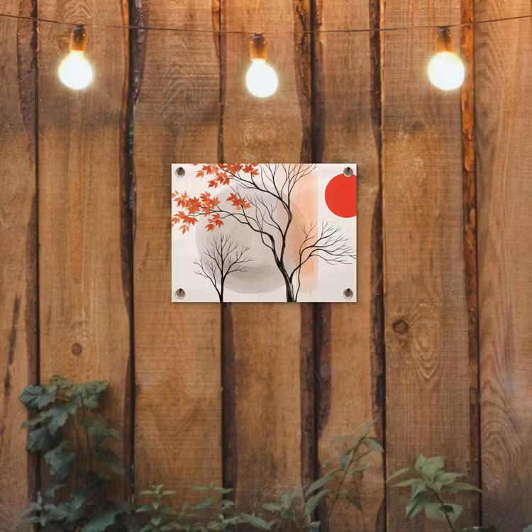 Garden Poster - Tree - Red - Abstract - Boom - Rood - Abstract tuinposter los doek klein