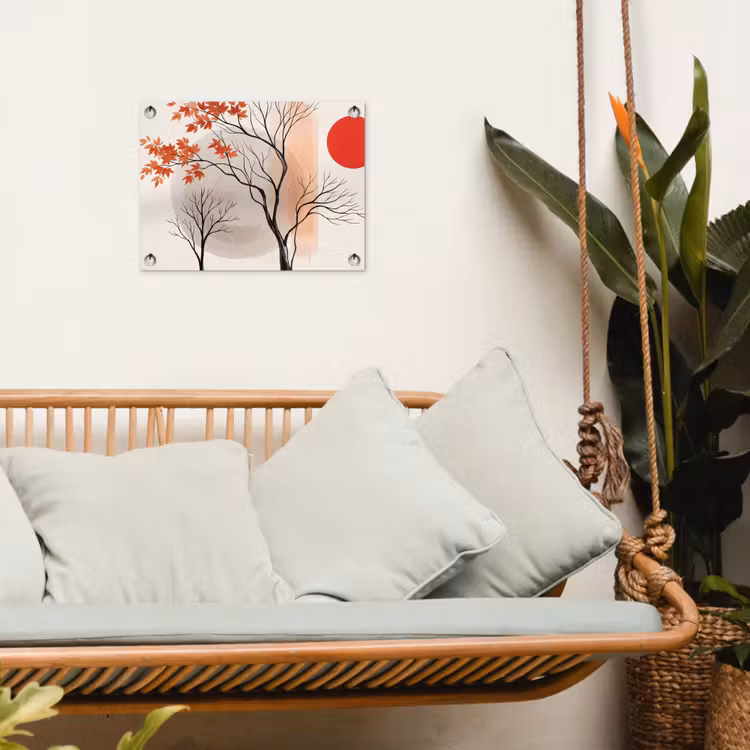 Garden Poster - Tree - Red - Abstract - Boom - Rood - Abstract tuinposter los doek klein