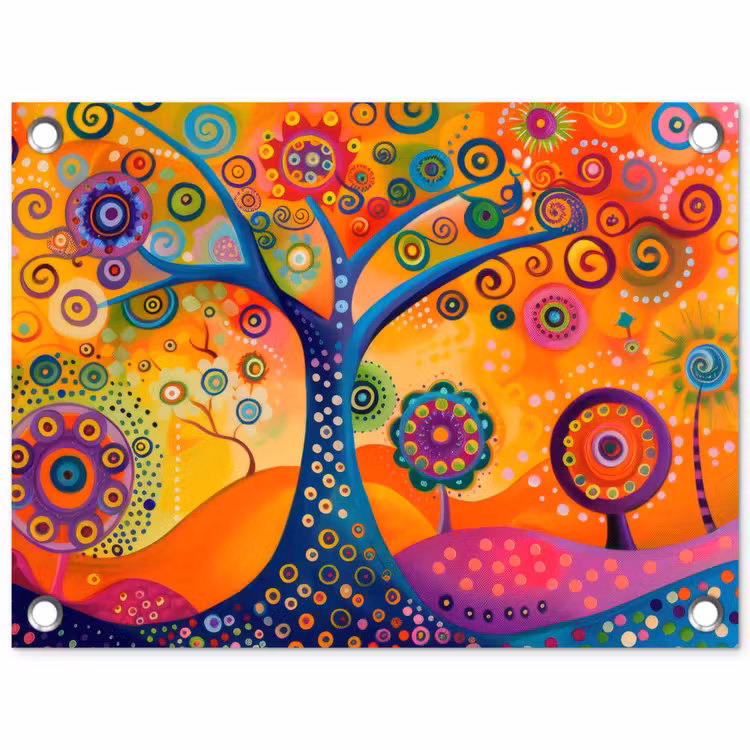 Boom - Levensboom - Abstract - Kleurrijk tuinposter los doek klein -3d
