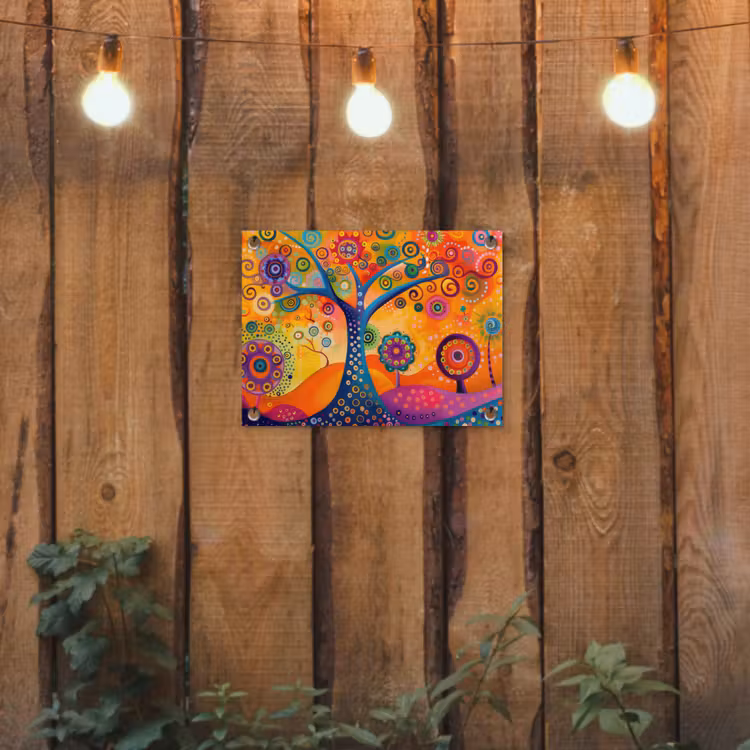 Boom - Levensboom - Abstract - Kleurrijk tuinposter los doek klein -sfeer1