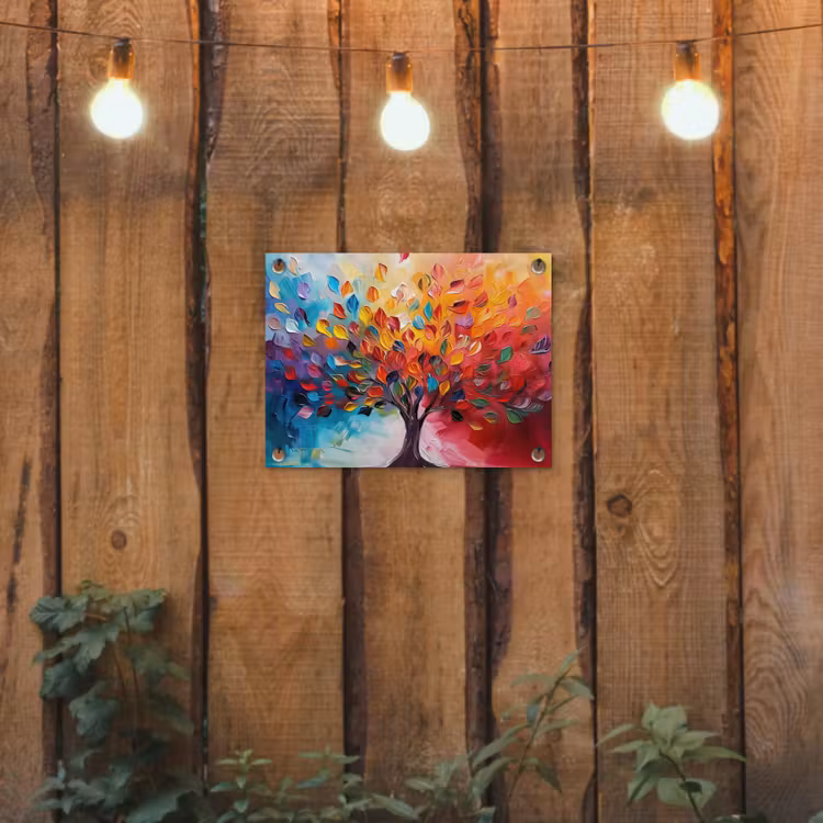 Boom - Levensboom - Kleurrijk - Abstract tuinposter los doek klein -sfeer1