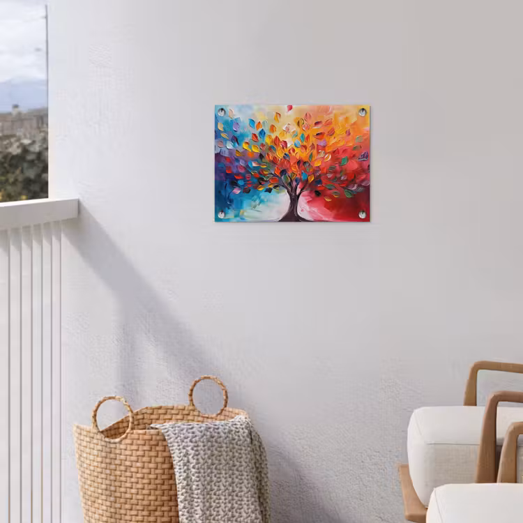 Boom - Levensboom - Kleurrijk - Abstract tuinposter los doek klein -sfeer8