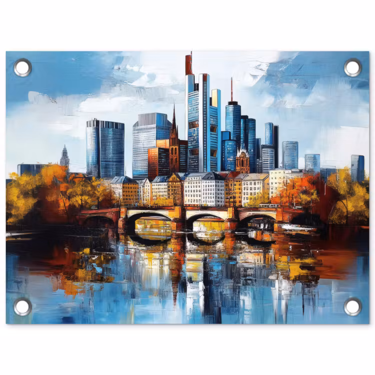 Bomen Frankfurt- Stad - Skyline - Brug tuinposter los doek klein -3d