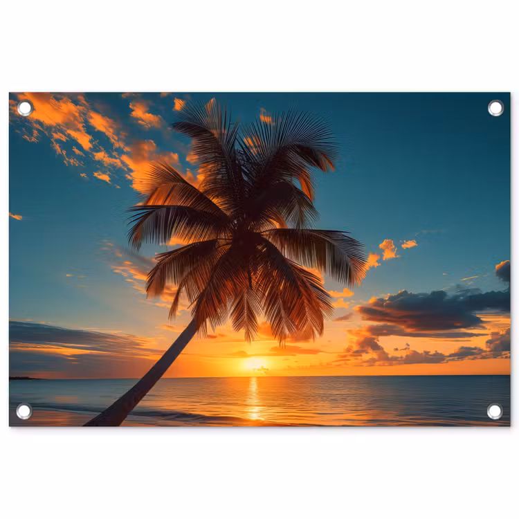 Tropische Droomzonsondergang tuinposter los doek klein -3d