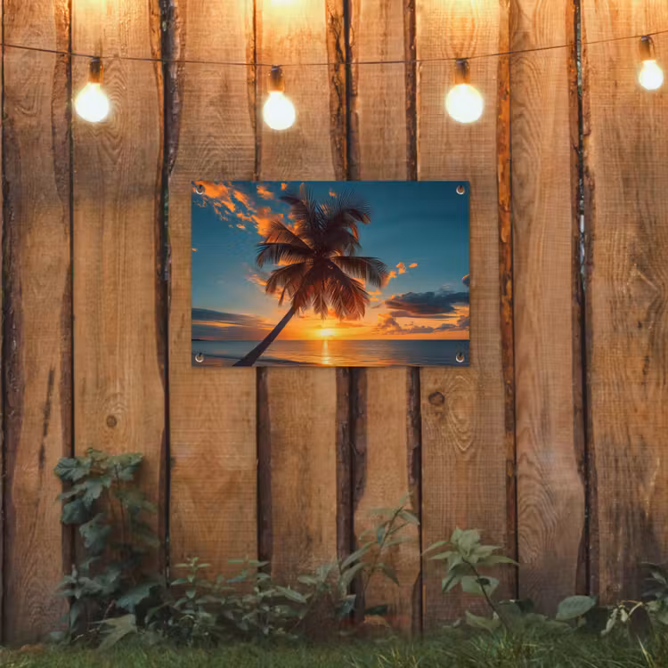 Tropische Droomzonsondergang tuinposter los doek klein -sfeer1